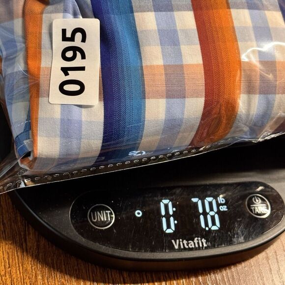 Tiglio Luxe Doppio Ritorio Sz 17 34/35 Cotton Button Shirt Blue Red Orange Plaid - Picture 11 of 11